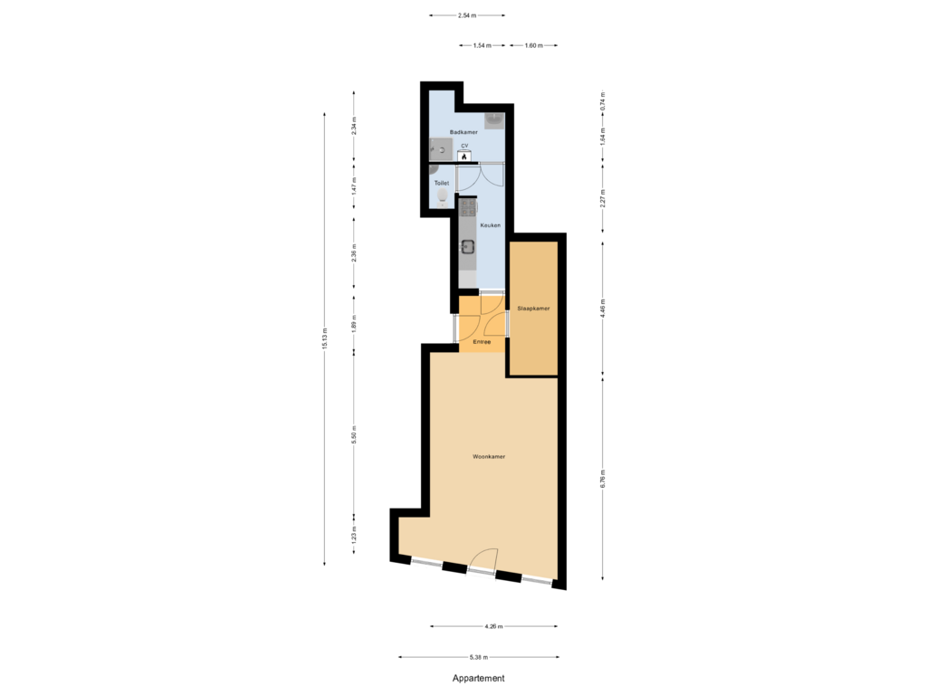 View floorplan of Appartement of Achterdijk 14-A