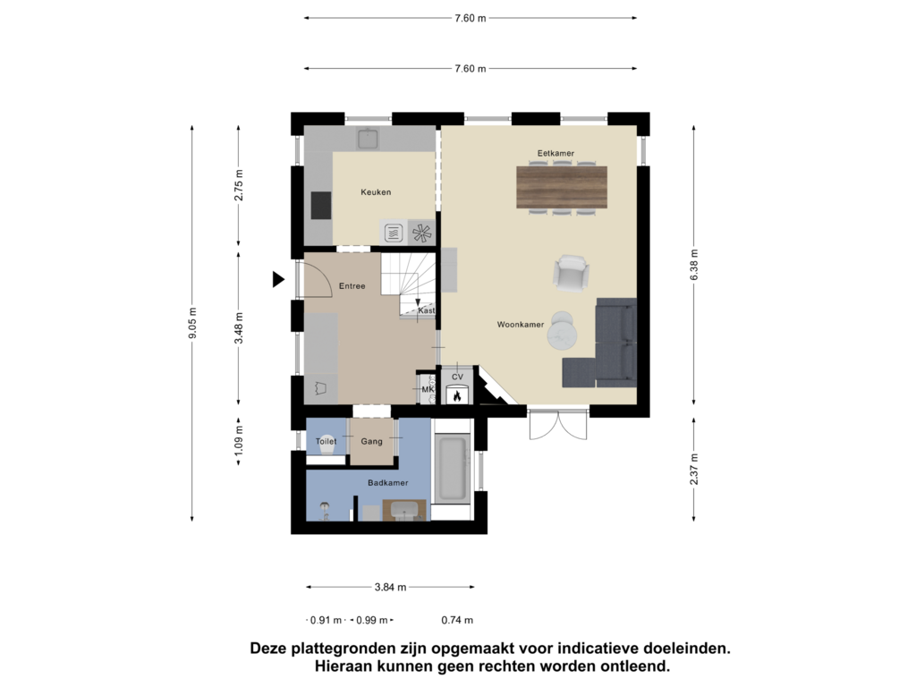 View floorplan of Begane Grond of Oosteinde 21