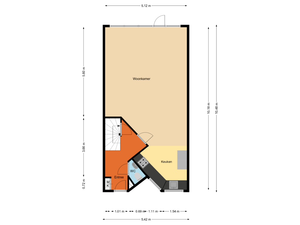 View floorplan of Begane grond of Mozartstraat 77