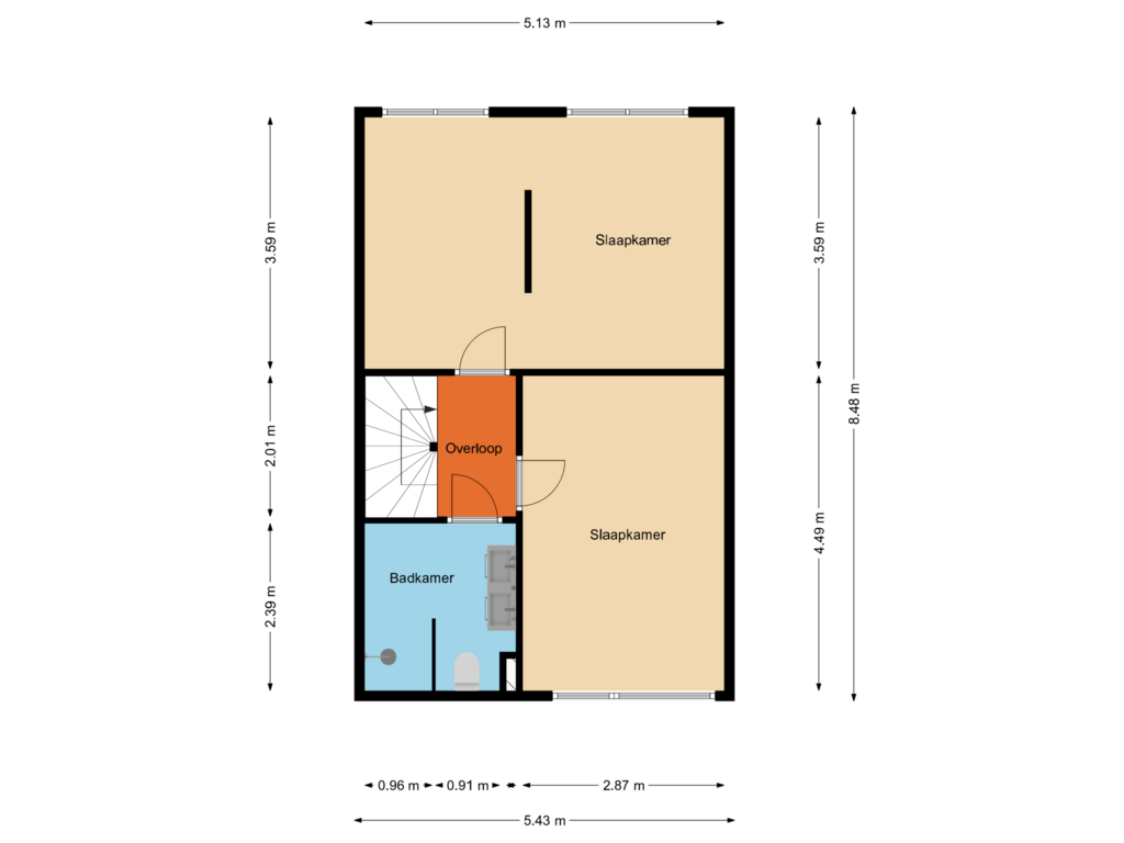 View floorplan of Eerste verdieping of Mozartstraat 77