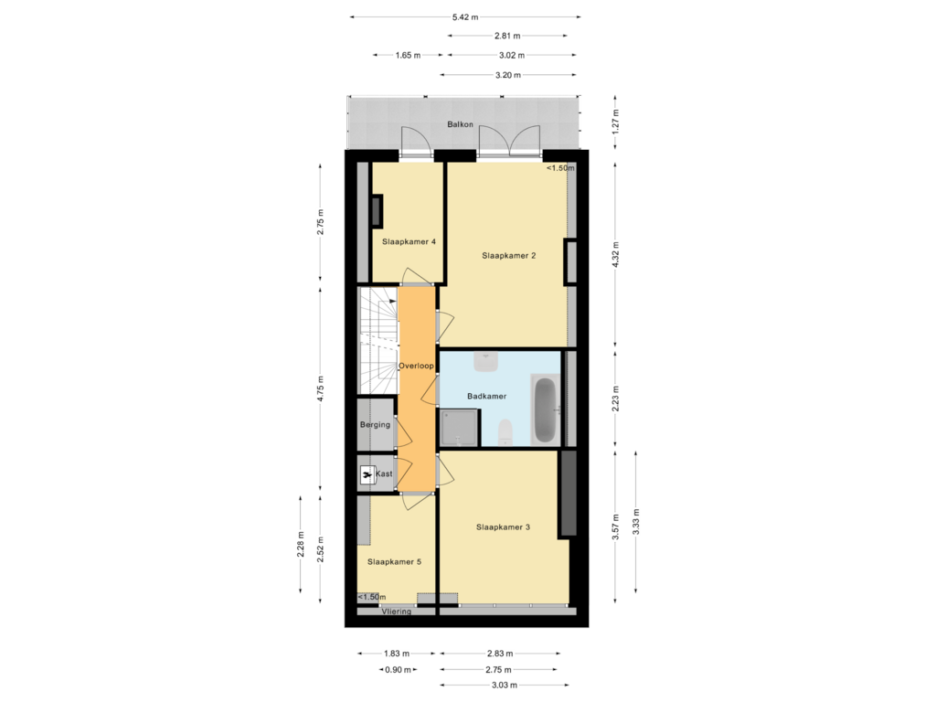 View floorplan of Tweede woonlag of Prins Bernhardkade 27-B