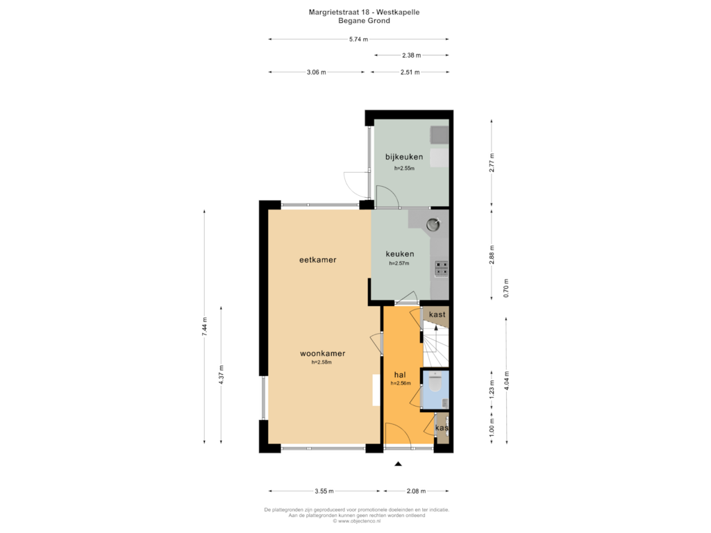 Bekijk plattegrond van BEGANE GROND van Margrietstraat 18