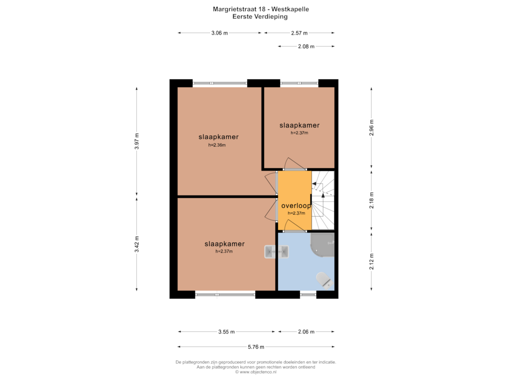 Bekijk plattegrond van EERSTE VERDIEPING van Margrietstraat 18