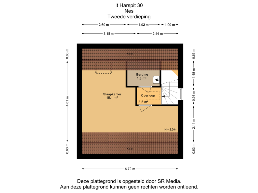 View floorplan of Tweede verdieping of It Harspit 30