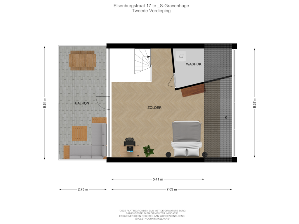 Bekijk plattegrond van Tweede Verdieping van Elsenburgstraat 17