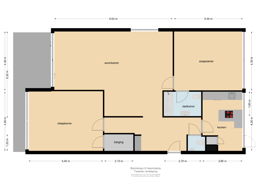 View floorplan of Tweede verdieping of Bartoklaan 8