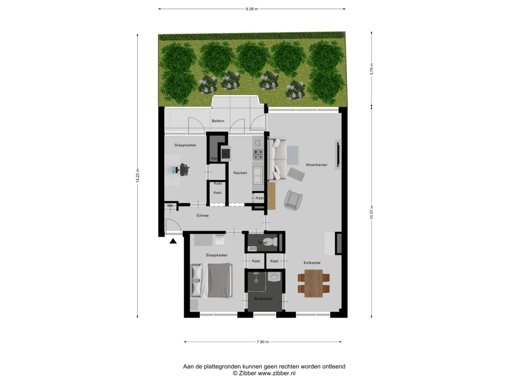 Bekijk plattegrond van Appartement-tuin van Franckstraat 3-3