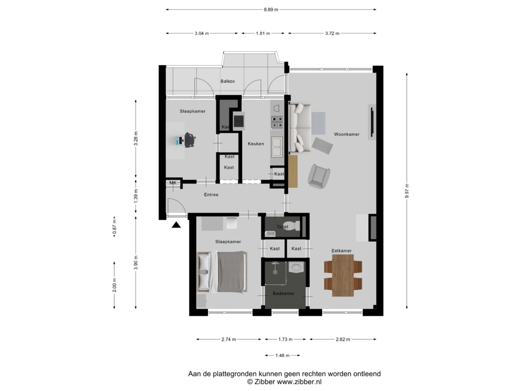 Bekijk plattegrond van Appartement van Franckstraat 3-3