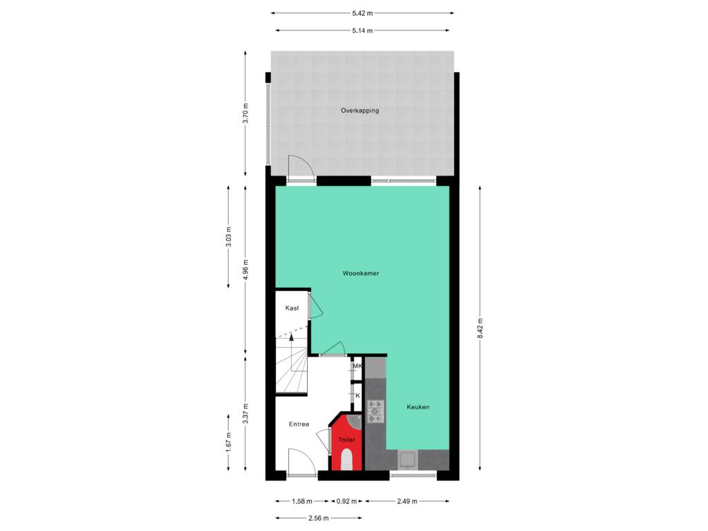 View floorplan of Begane grond of Tweehekkenweg 8