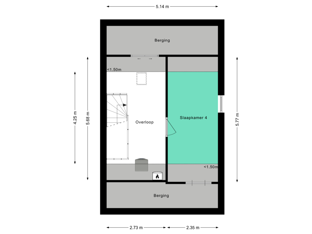 View floorplan of Tweede verdieping of Tweehekkenweg 8