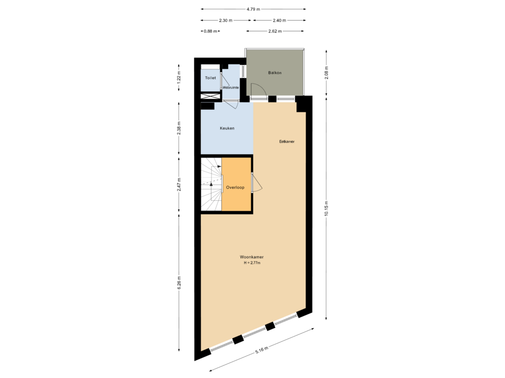 View floorplan of Eerste verdieping of Grote Kerkstraat 4-A