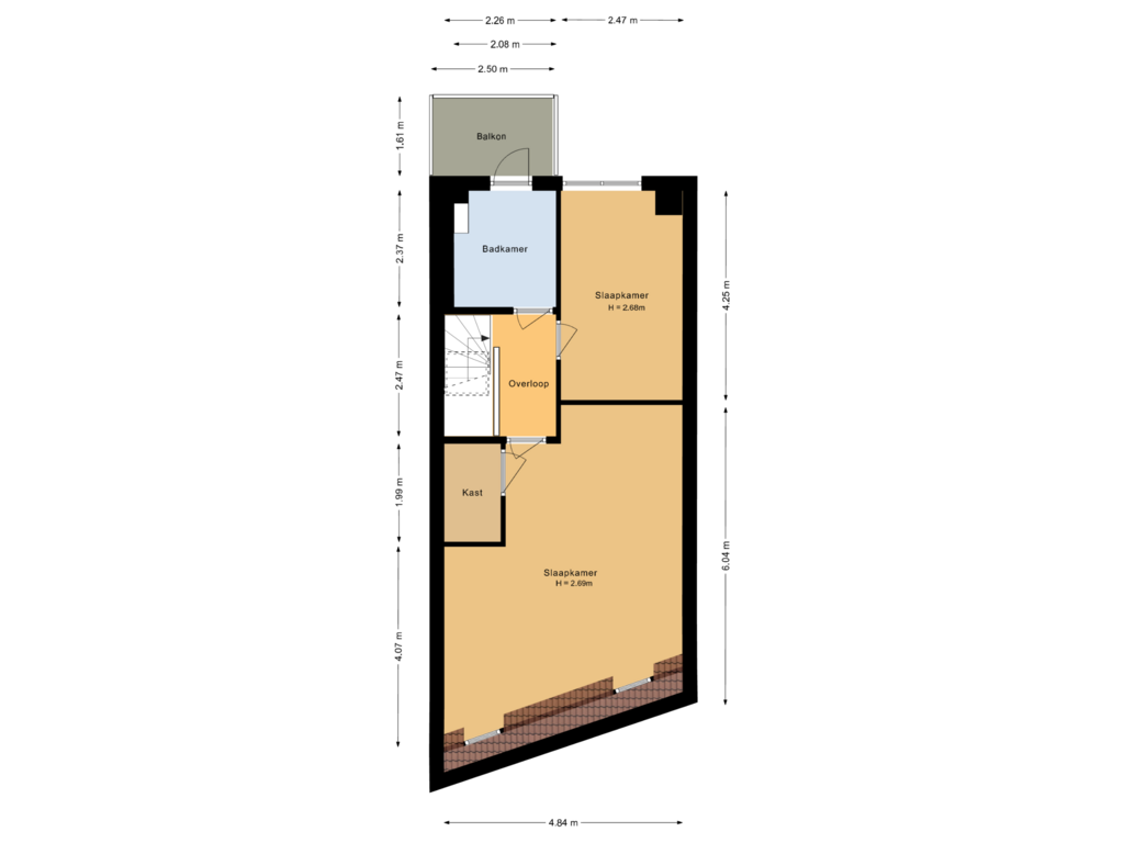 View floorplan of Tweede verdieping of Grote Kerkstraat 4-A