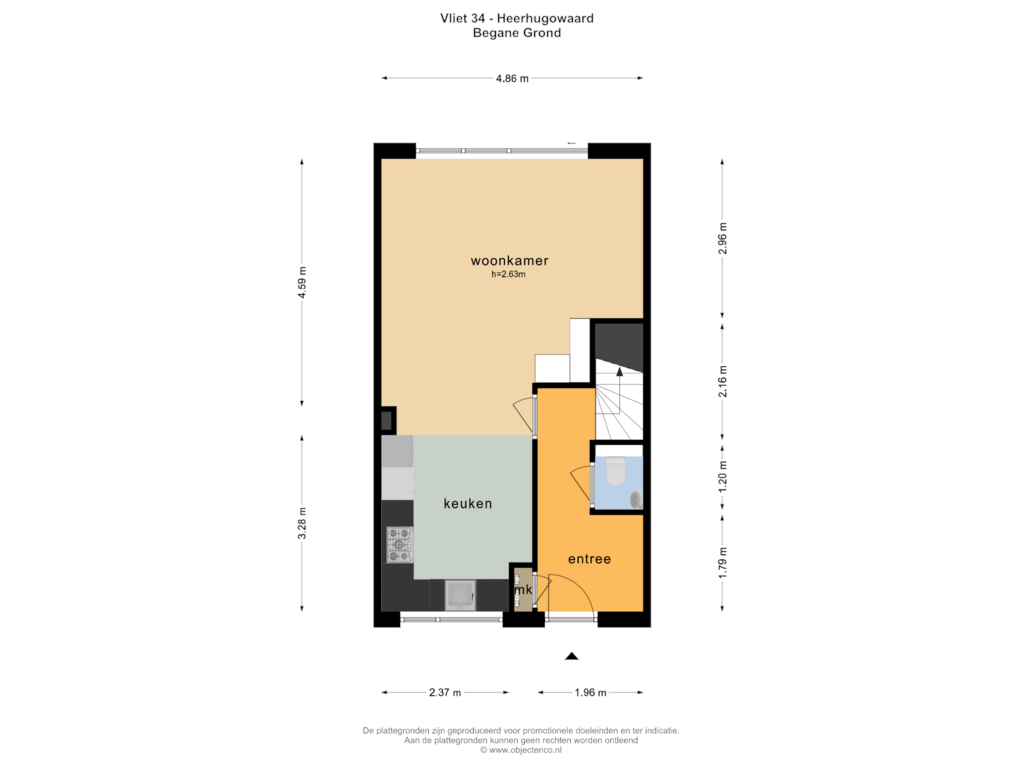 Bekijk plattegrond van BEGANE GROND van Vliet 34