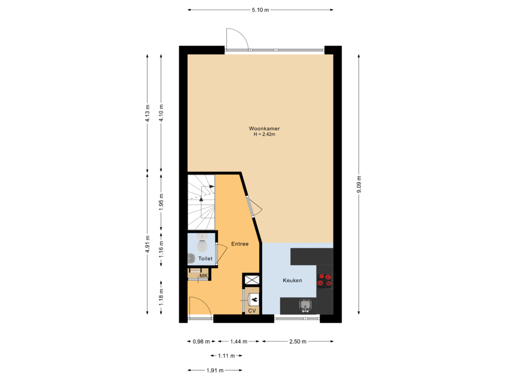 View floorplan of Begane grond of Spakenburglaan 19