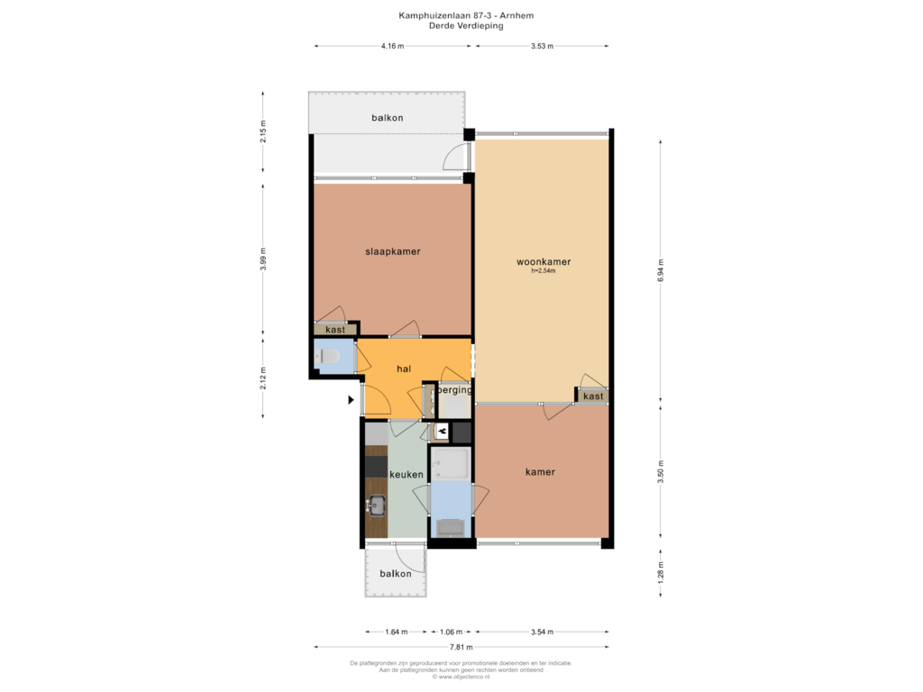 View floorplan of DERDE VERDIEPING of Kamphuizenlaan 87-3