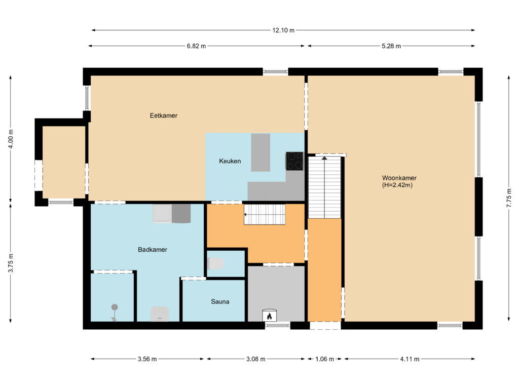 View floorplan of First floor of Oosteinde 23