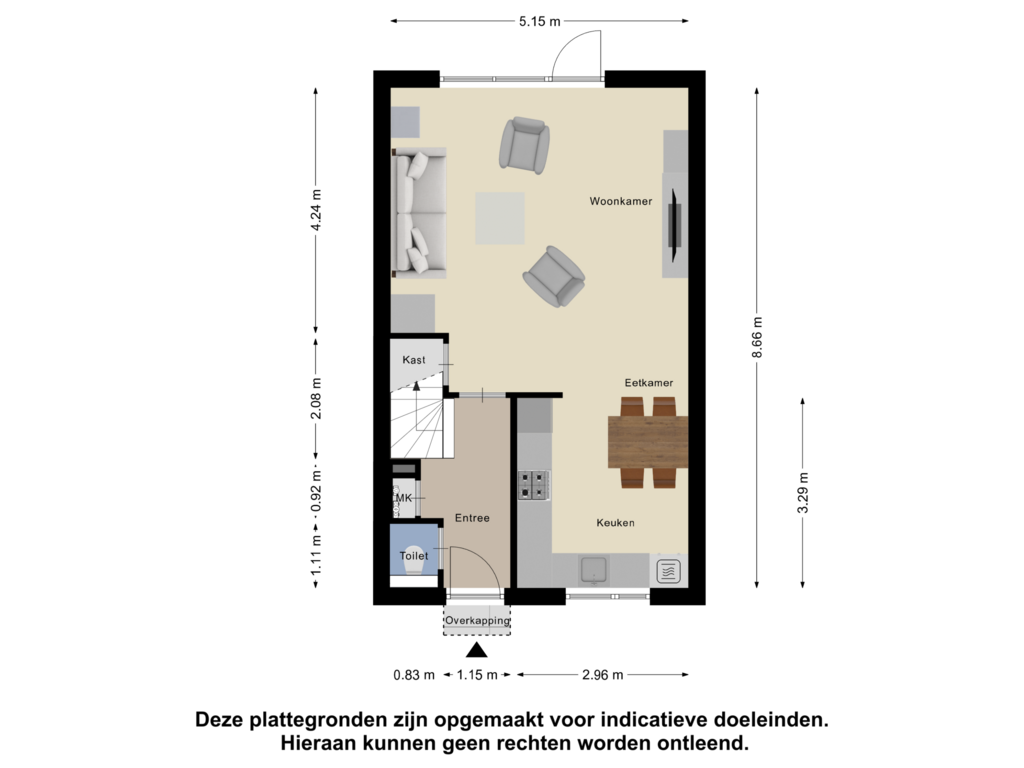 View floorplan of Begane Grond of Duprépad 11