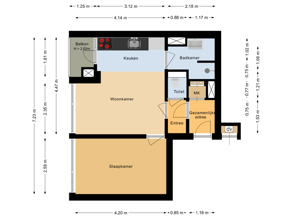 View floorplan of Appartement of Surinamelaan 97-D