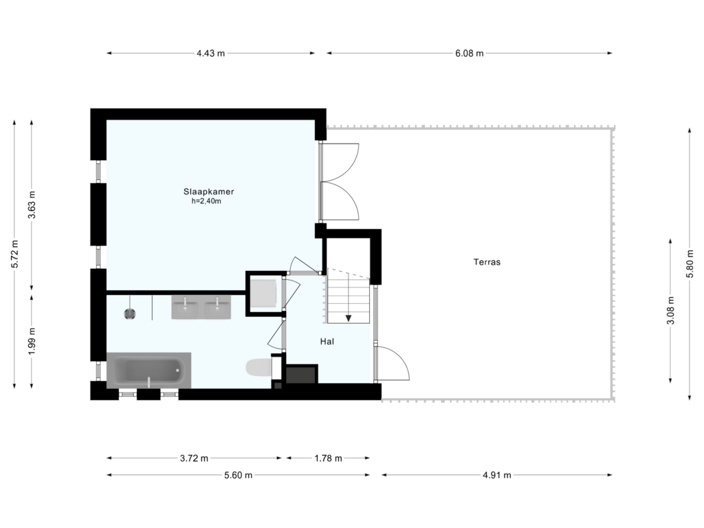 Bekijk plattegrond van Vierde verdieping van Hoofdweg 305-3