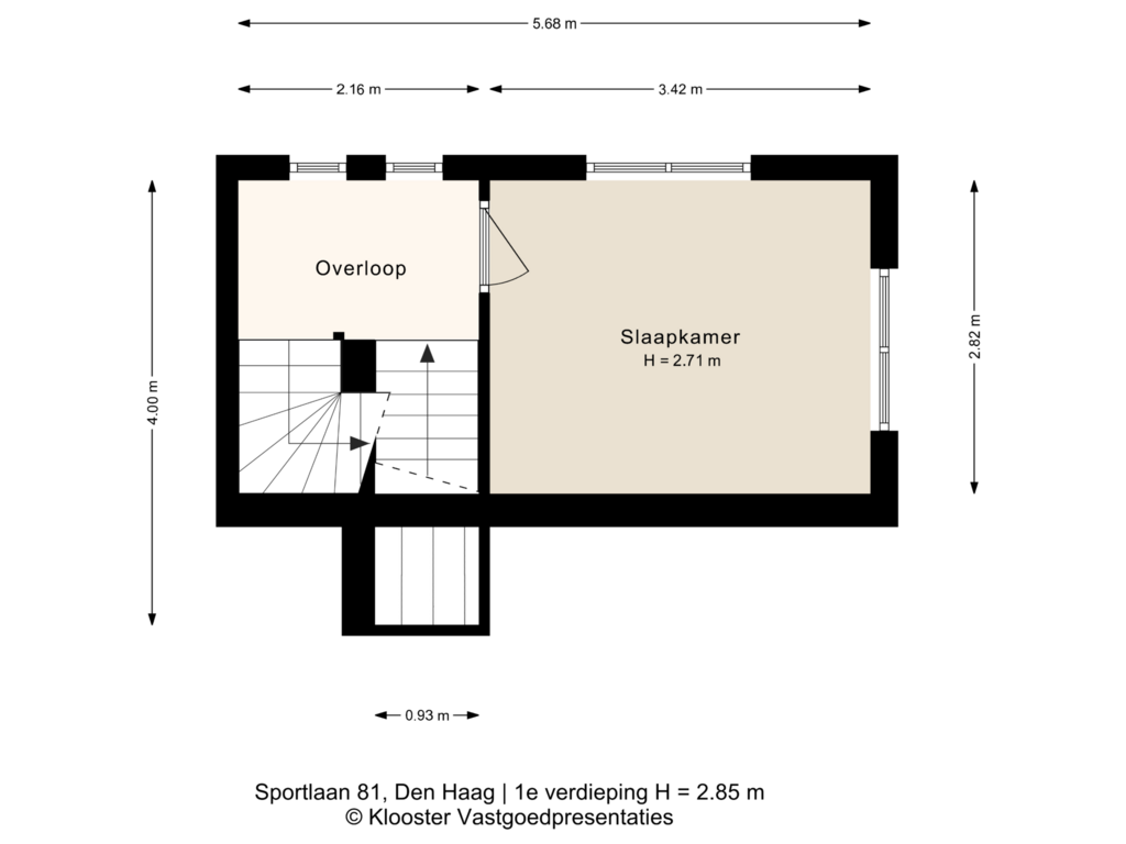 View floorplan of 1e verdieping of Sportlaan 81