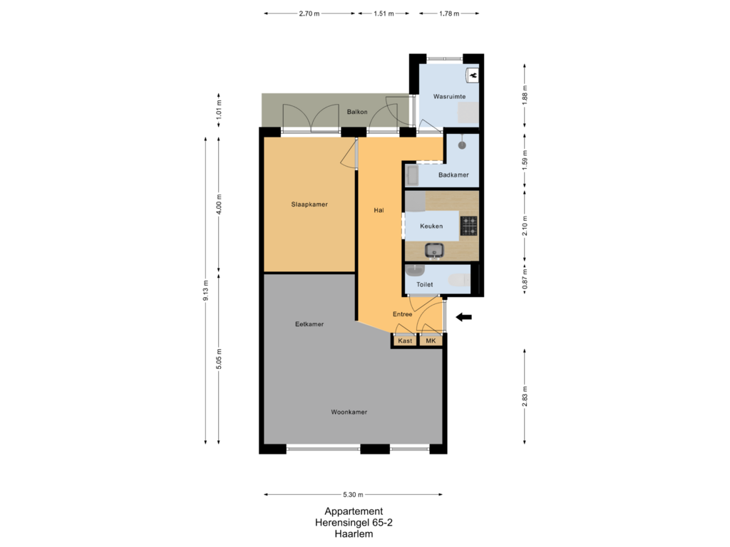 Bekijk plattegrond van Appartement van Herensingel 65-II