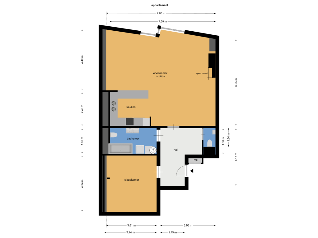 View floorplan of app of Stationsstraat 58