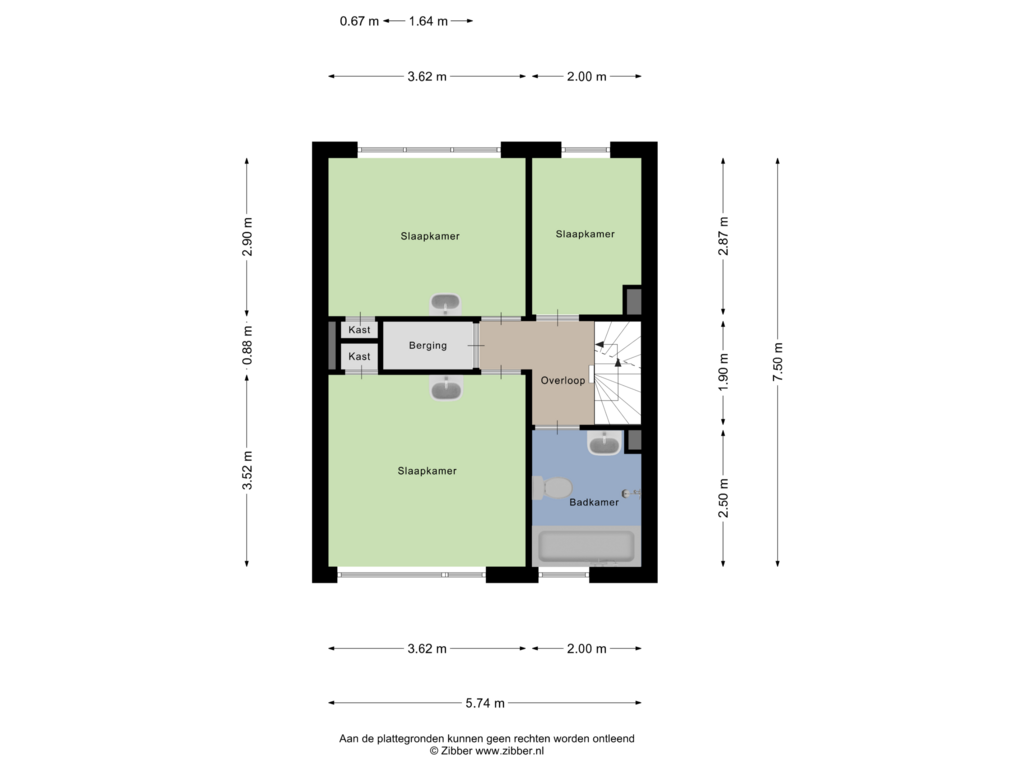 View floorplan of Eerste verdieping of Schumannstraat 48