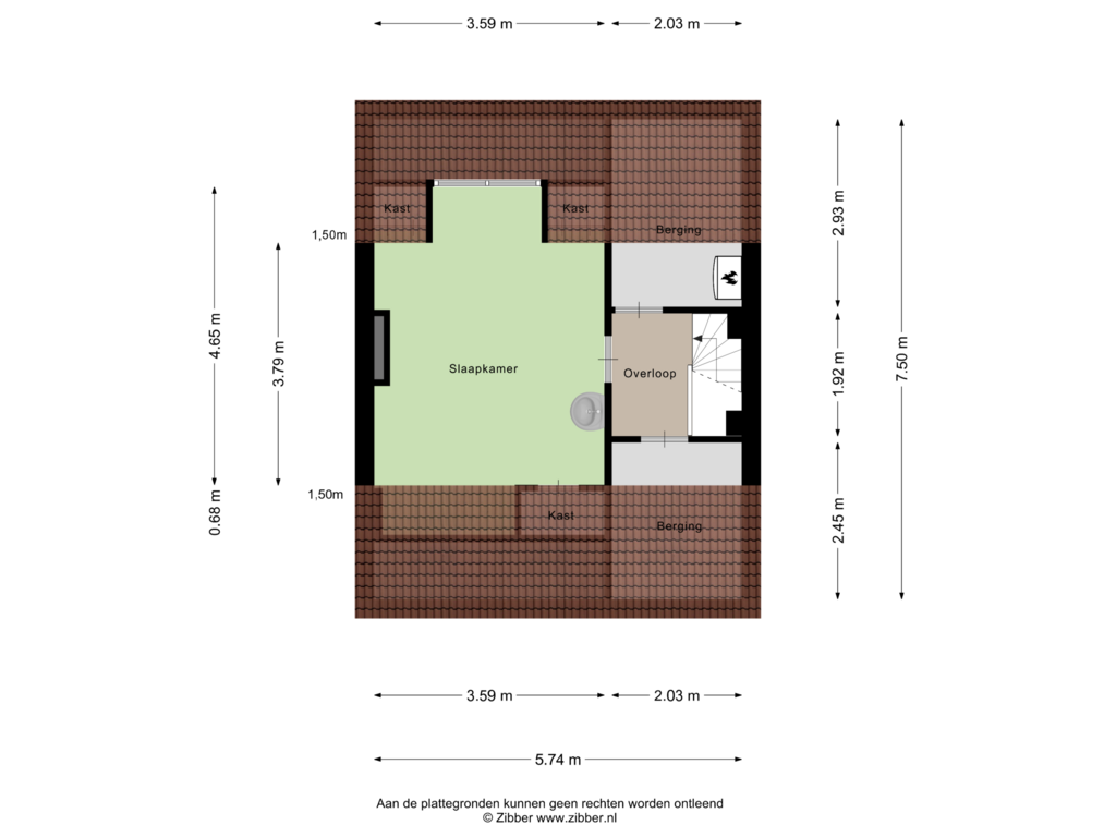 View floorplan of Tweede verdieping of Schumannstraat 48