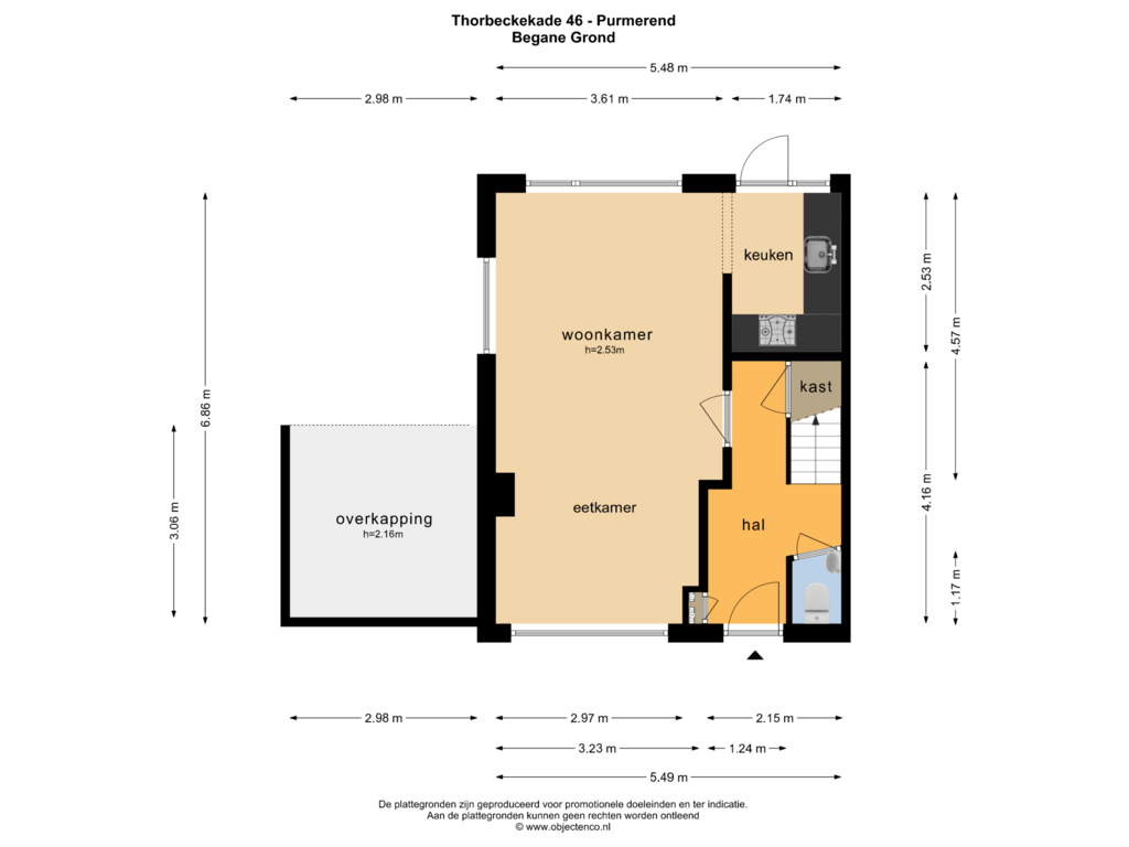 Bekijk plattegrond van BEGANE GROND van Thorbeckekade 46