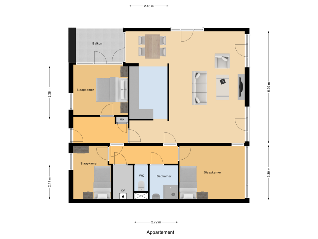 Bekijk plattegrond van Appartement van Nieuwerkerckeplein 54