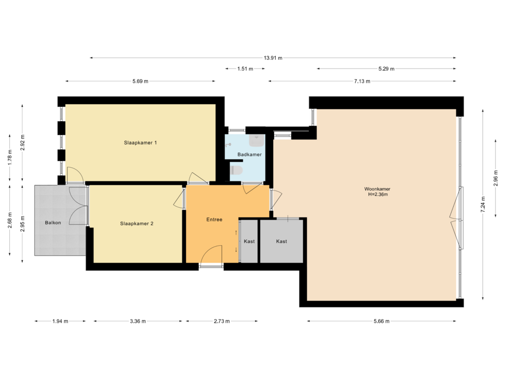 View floorplan of Appartement of Valkenburgerstraat 190-G