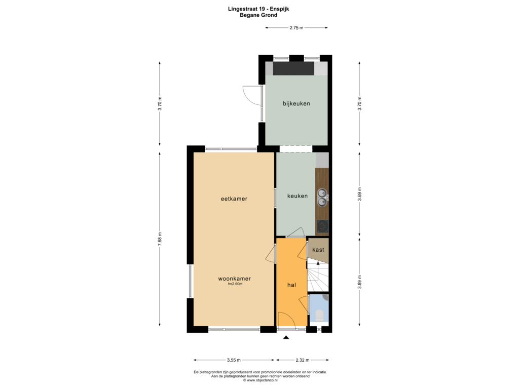 Bekijk plattegrond van Begane Grond van Lingestraat 19