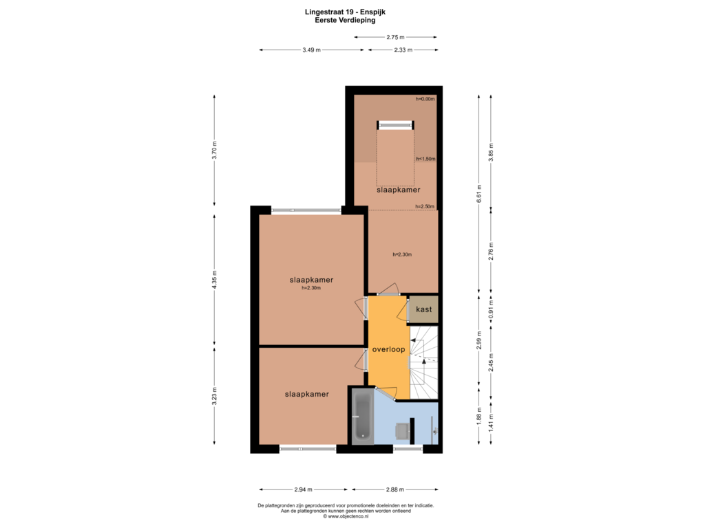 Bekijk plattegrond van Eerste Verdieping van Lingestraat 19