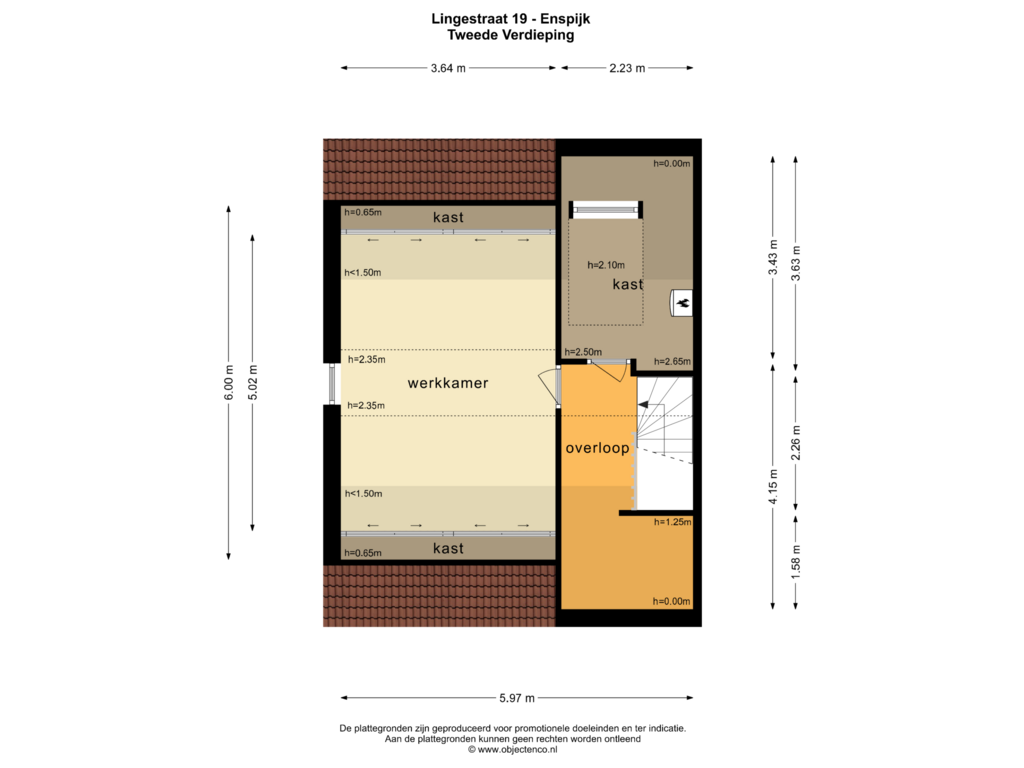 Bekijk plattegrond van Tweede Verdieping van Lingestraat 19