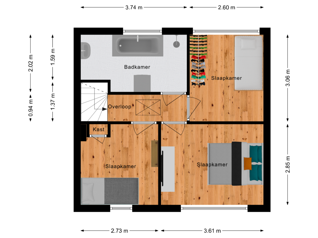 Bekijk plattegrond van Eerste verdieping van Pater Rommelaan 18