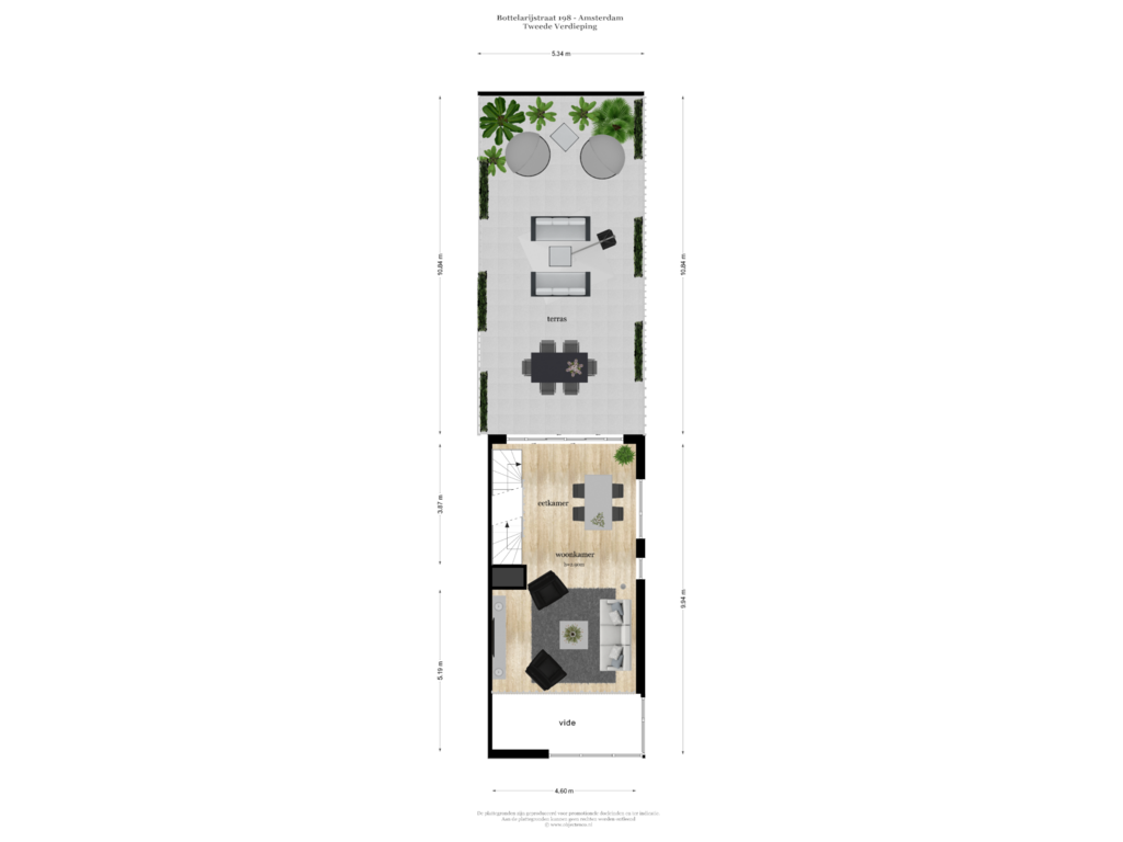 View floorplan of Tweede Verdieping of Bottelarijstraat 198