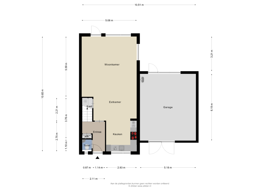 Bekijk plattegrond van Begane Grond van Buurserstraat 262