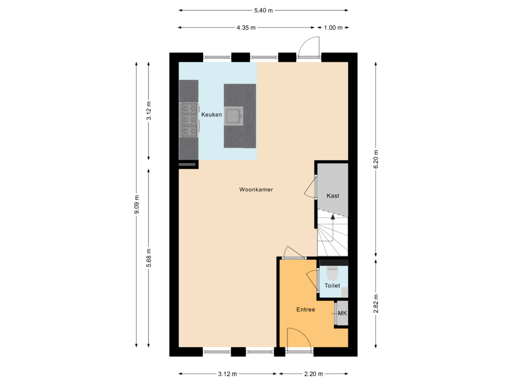 Bekijk plattegrond van Begane Grond van Boskolk 22