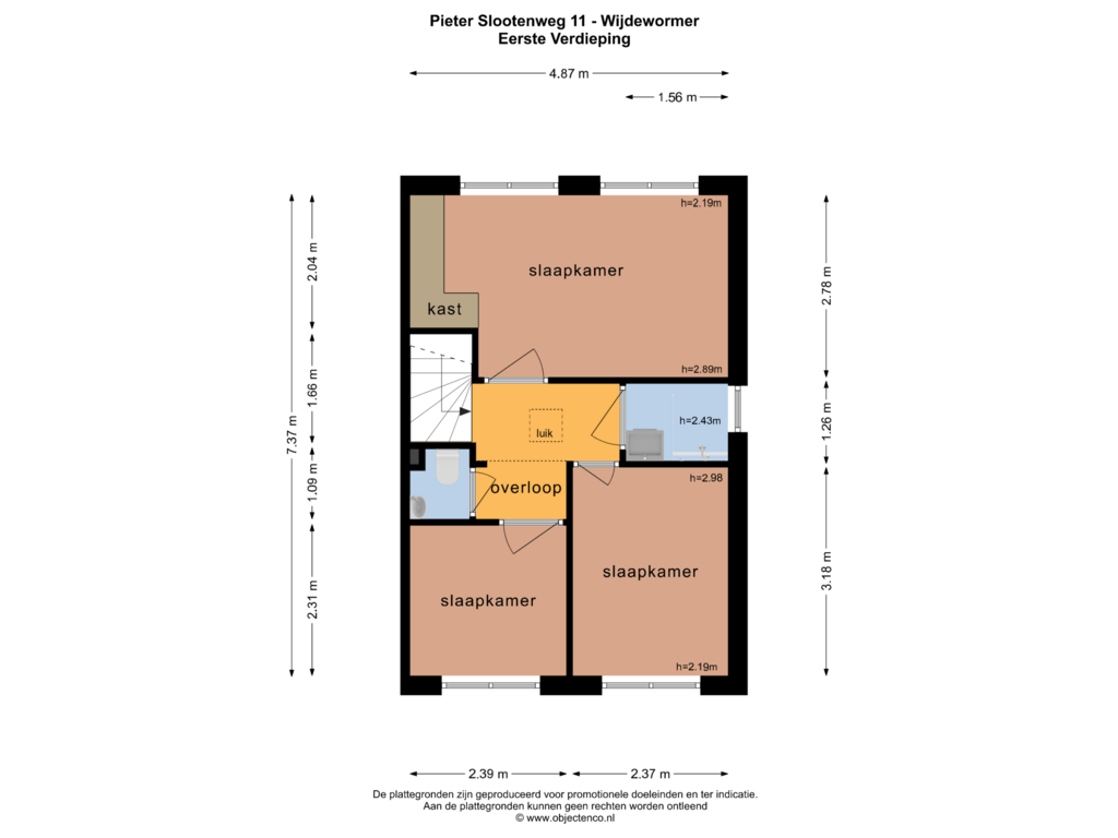 Bekijk plattegrond van EERSTE VERDIEPING van Pieter Slootenweg 11