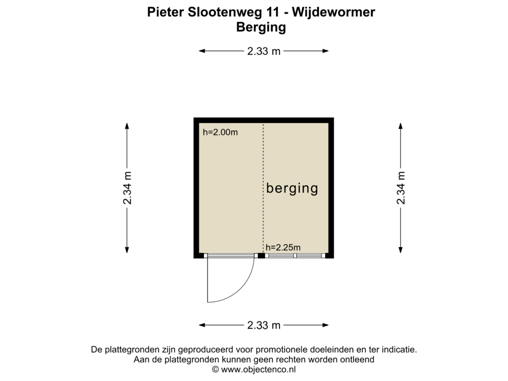 Bekijk plattegrond van BERGING van Pieter Slootenweg 11