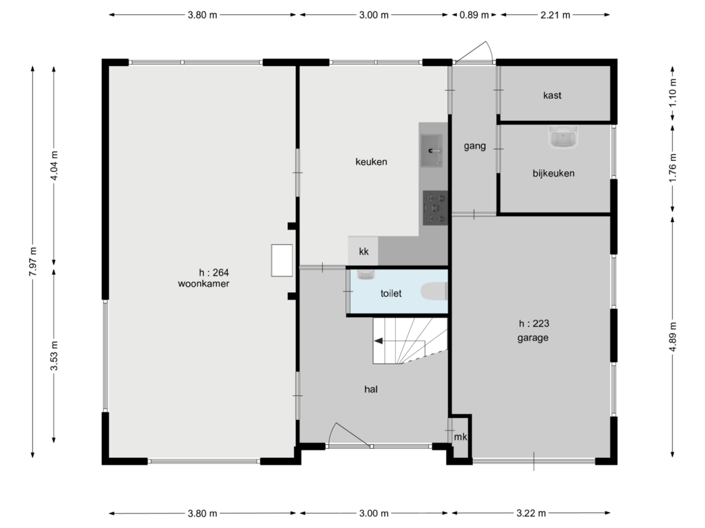 View floorplan of begane grond of Nieuwe Beekhoek 2