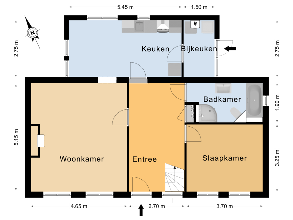 Bekijk plattegrond van Begane grond van Tsjerkestrjitte 13