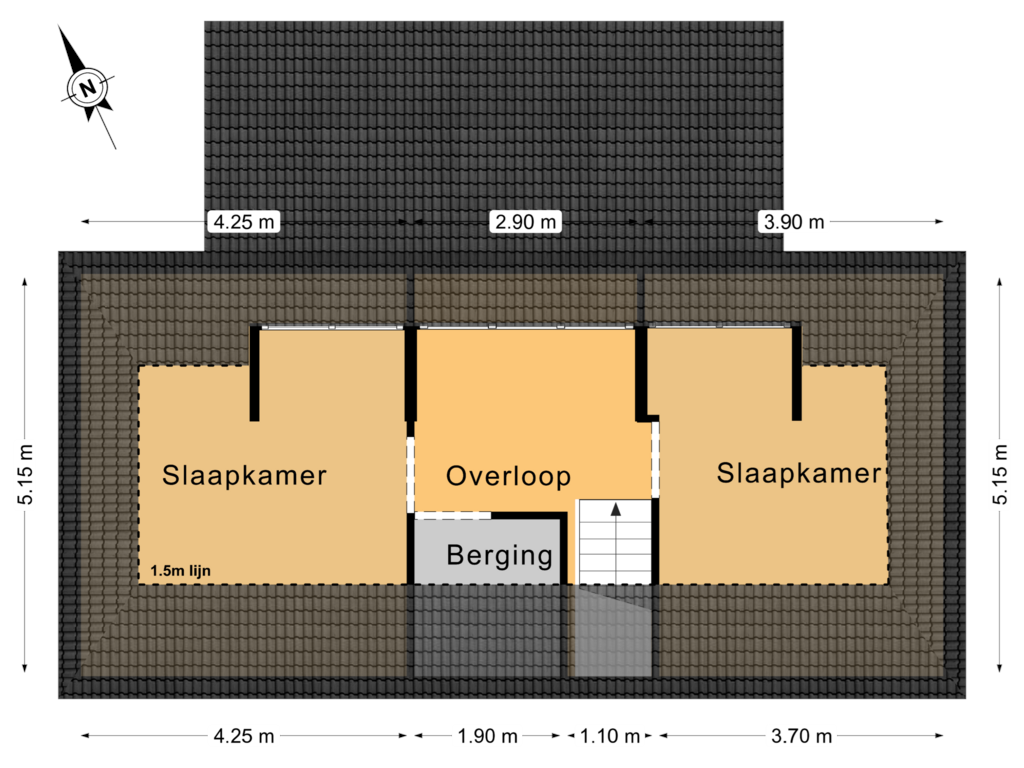 Bekijk plattegrond van 1e Verdieping van Tsjerkestrjitte 13