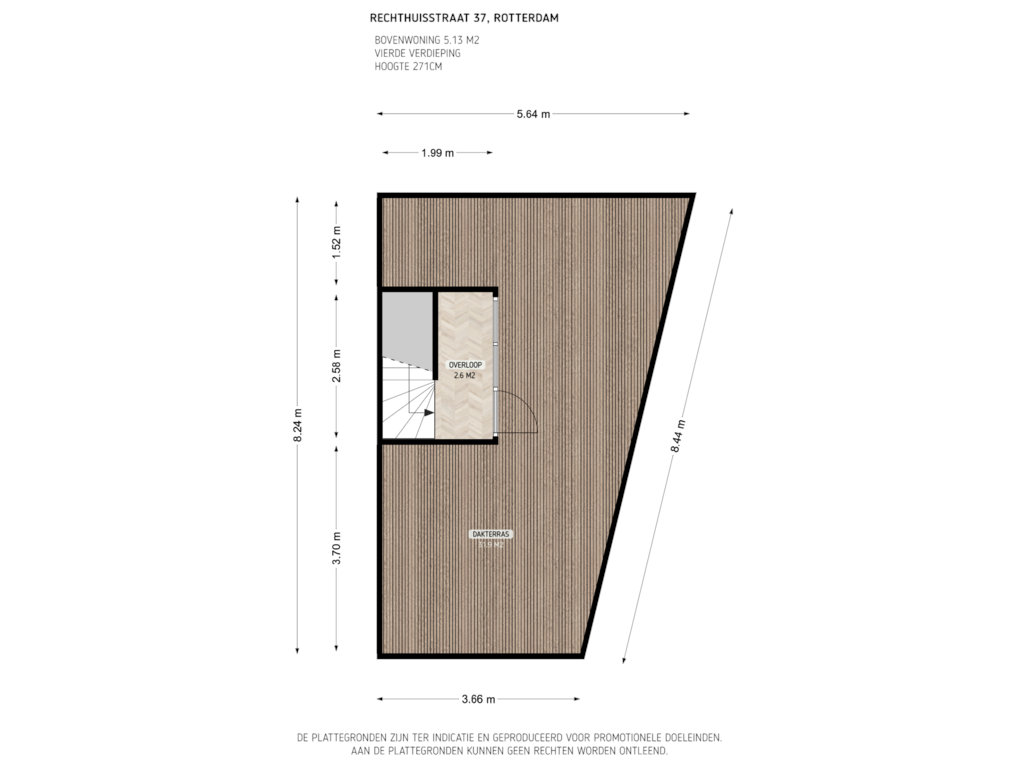 View floorplan of 4e verdieping of Rechthuisstraat 37