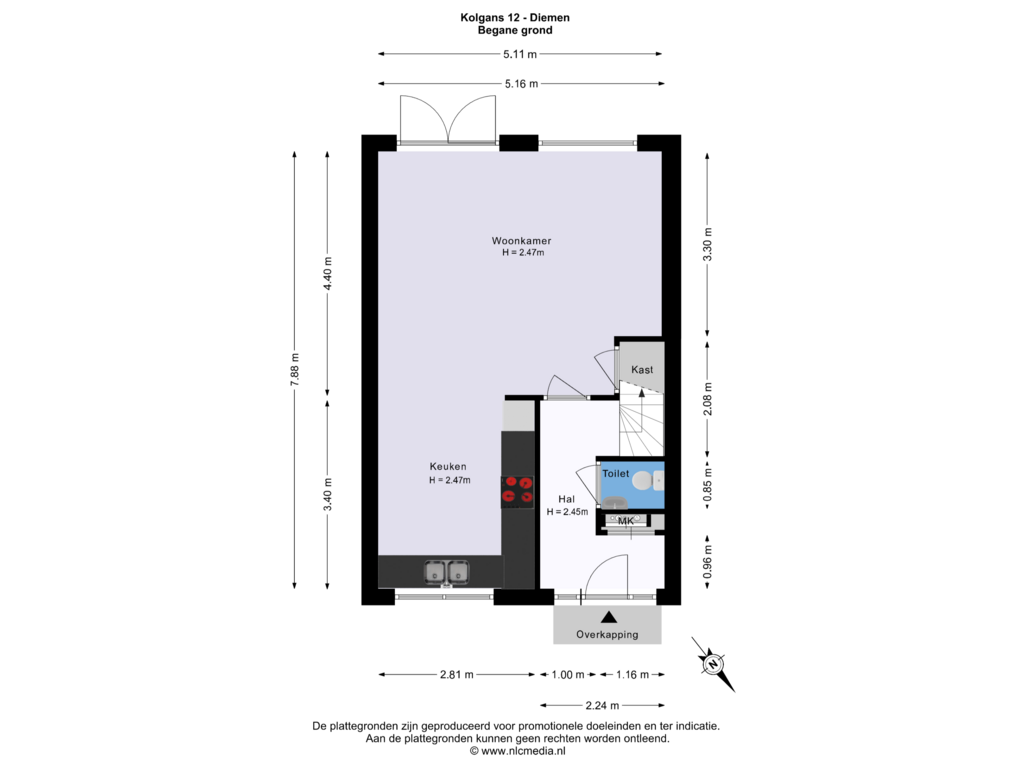 View floorplan of Begane grond of Kolgans 12