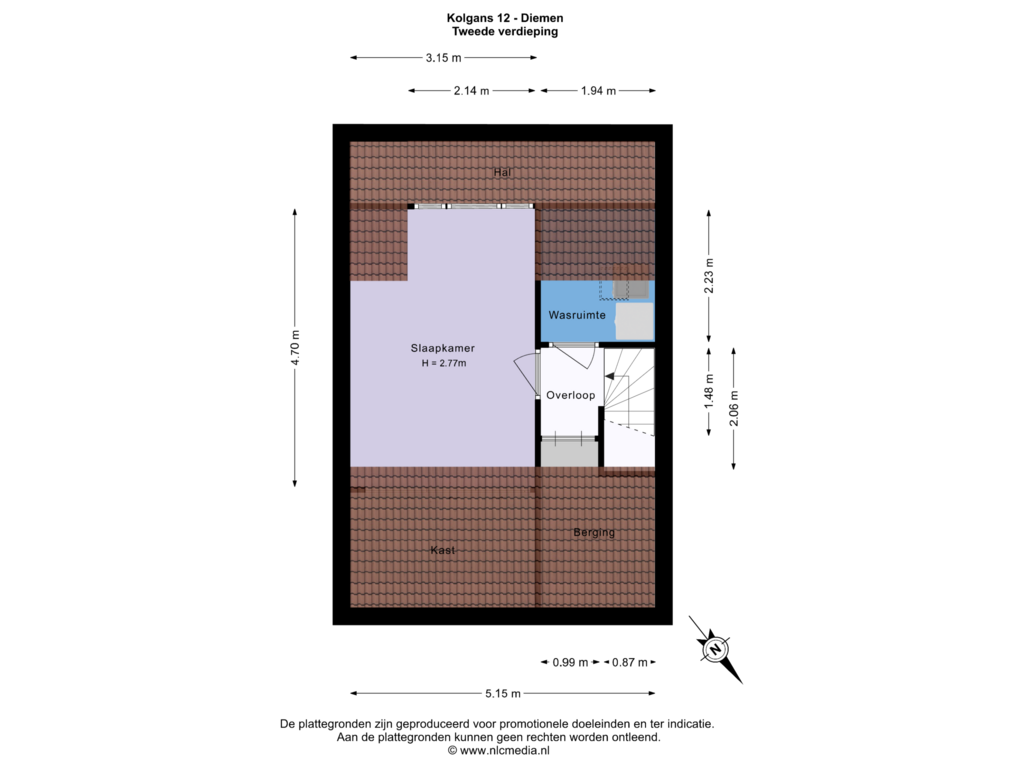 View floorplan of Tweede verdieping of Kolgans 12