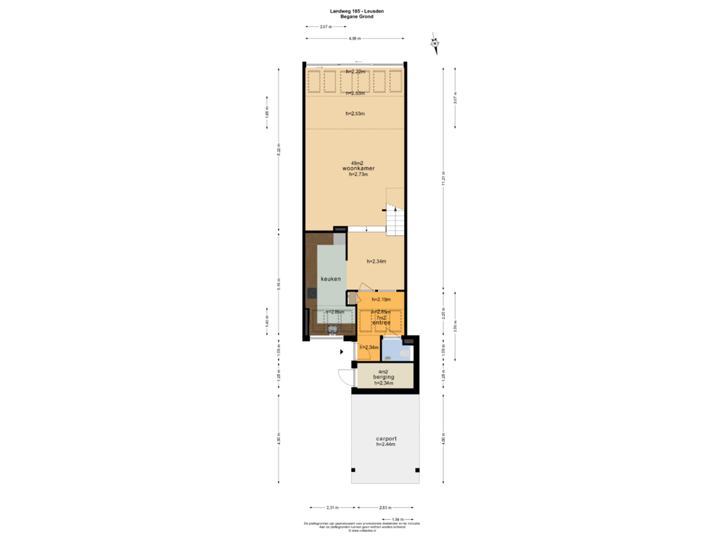 View floorplan of BEGANE GROND of Landweg 185