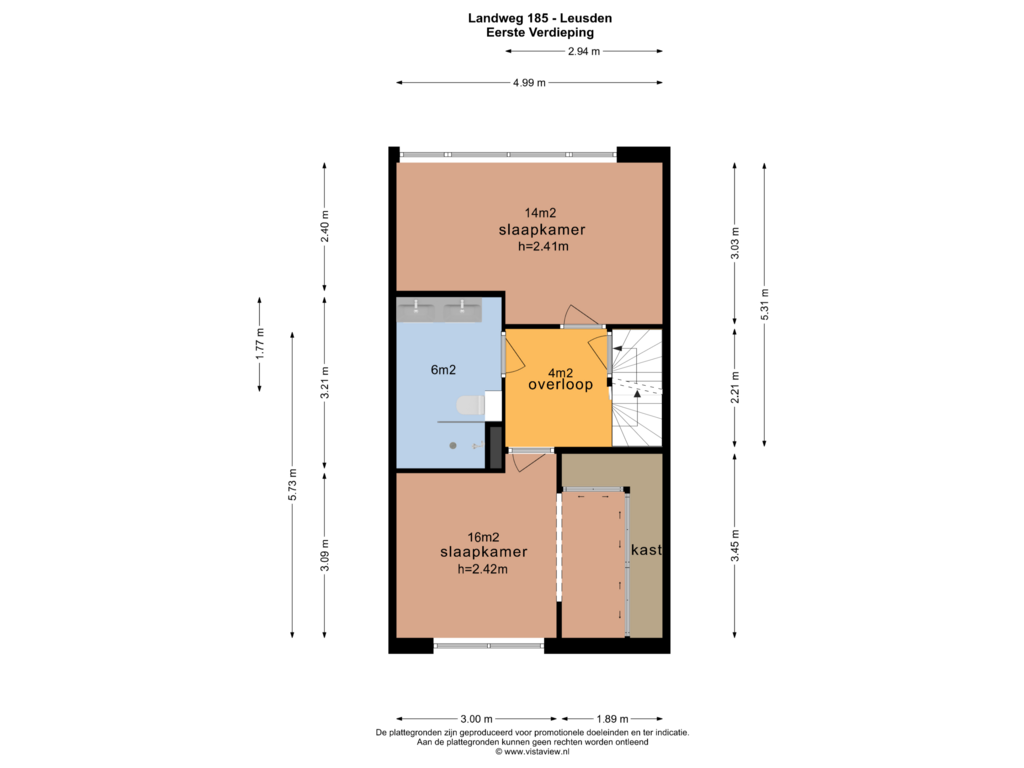 View floorplan of EERSTE VERDIEPING of Landweg 185