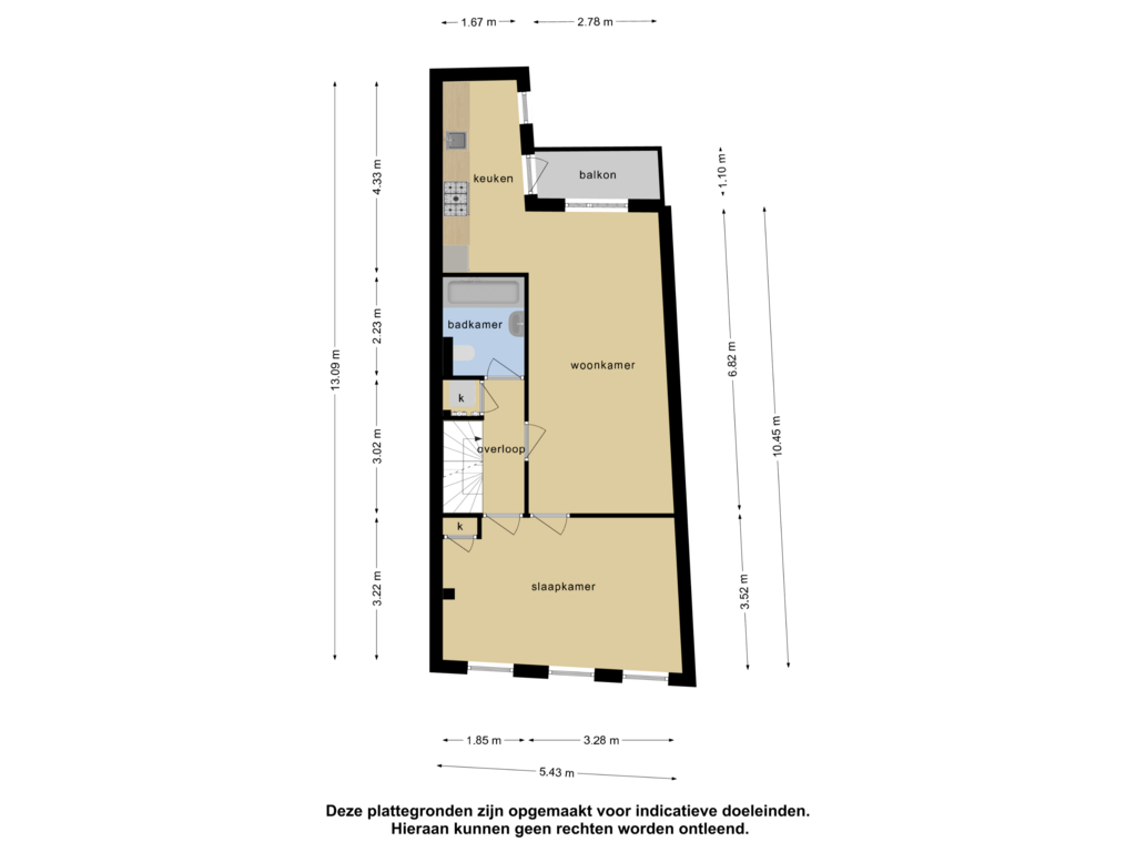 Bekijk plattegrond van 1e verdieping van Bergweg 258-B