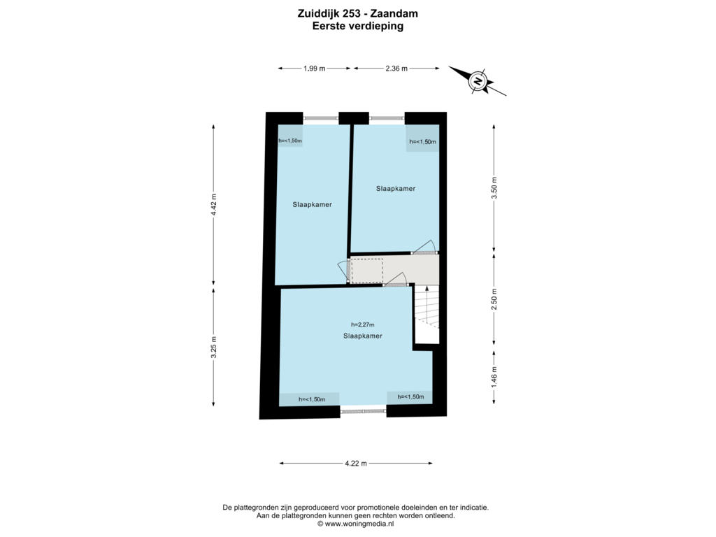 Bekijk plattegrond van 1e verd van Zuiddijk 253